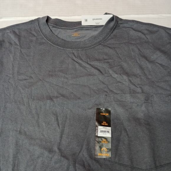 2 Brahma Short Sleeve Work T-Shirt 4XL 58-60 Gray Pocket Tee - Picture 3 of 8